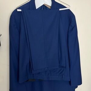 Men’s Big Tall Suit Blue Stripe 48Wx32L Pants Blazer Jacket 58R Geoffrey Beene